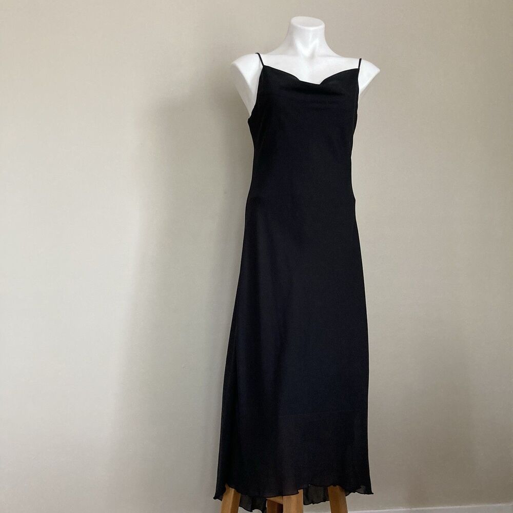 Vintage Y2K Formal Dress Black Glam Whimsy Goth Prom Full Length Gown Small
